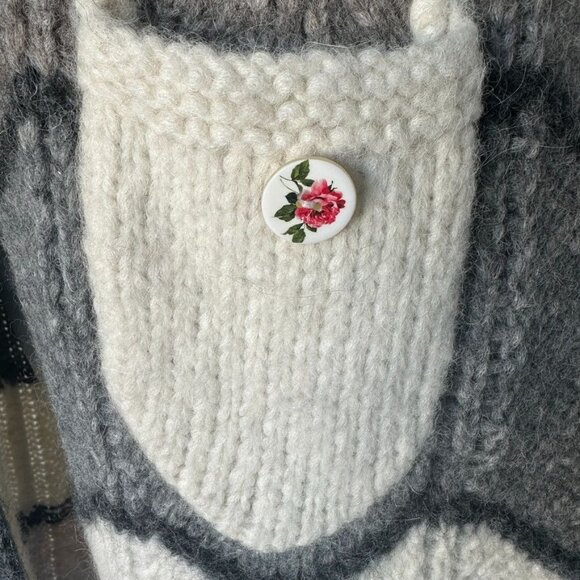 LoveShackFancy Dallas Duster Chevron Striped Long Cardigan Cloudy Grey Size XS - Picture 6 of 10